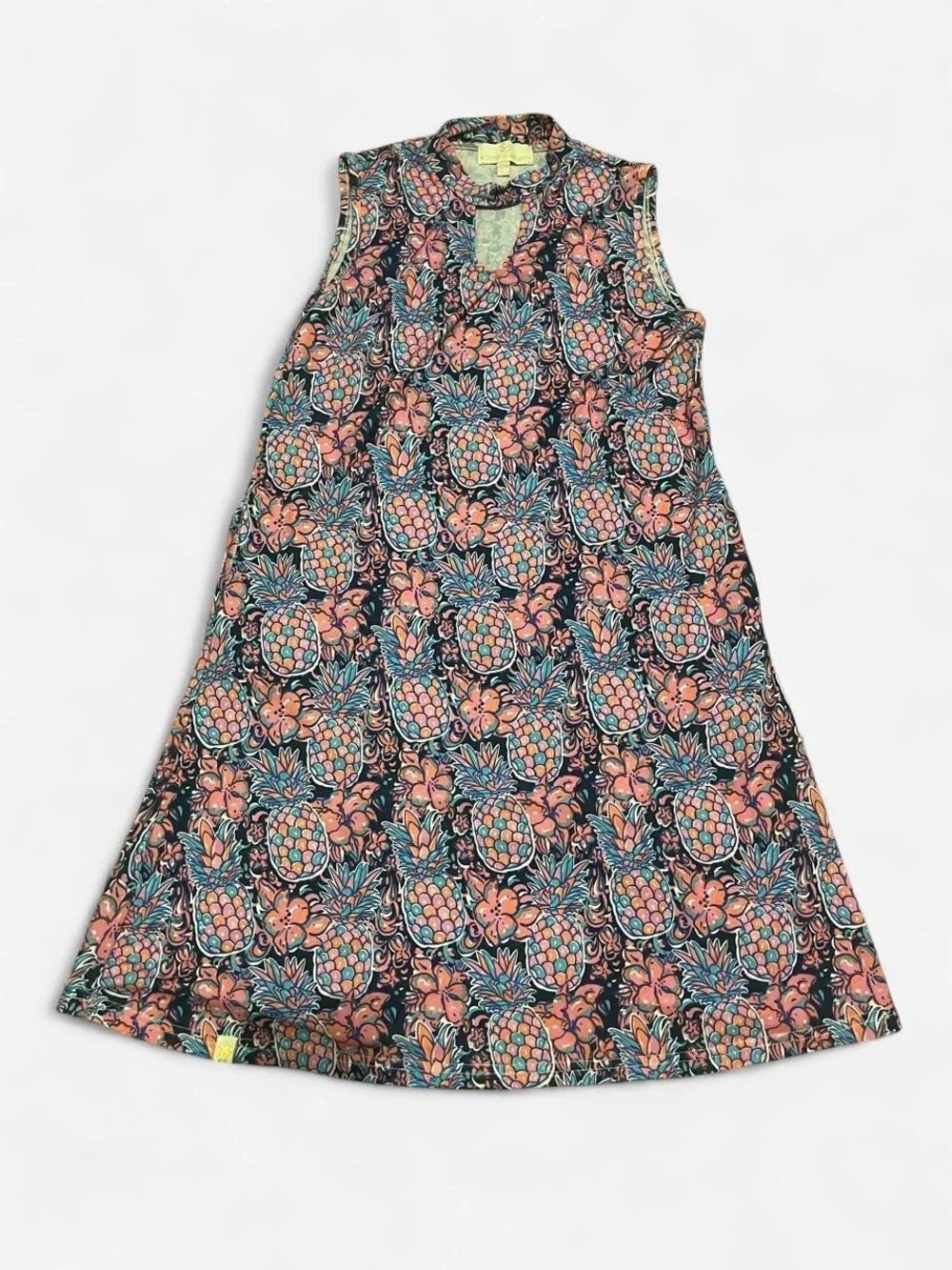 Simply Southern Pineapple Tank Dress - Navy Pink Preppy - Youth Medium